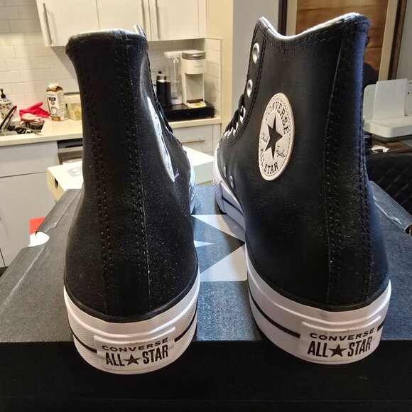 Converse Chuck Taylor All Star Lift Hi Black Leather Mens Size 10 Shoes Sneaker - Picture 7 of 10